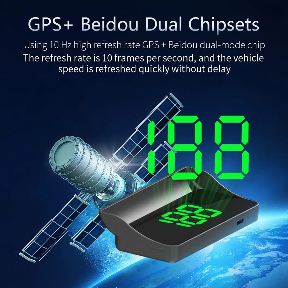 Автомобильный OBD2 GPS Головной дисплей, проектор на лобовом стекле, цифровой автомобильный спидометр КМ / Ч, аксессуары для автоэлектроники Изображение 2