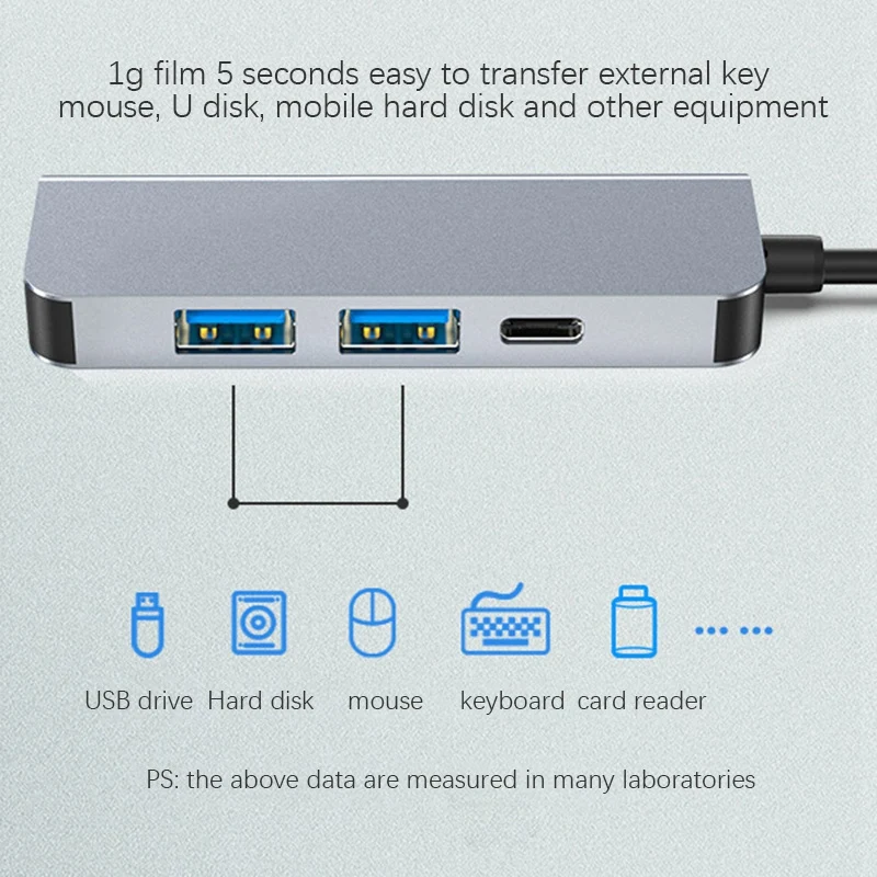 Адаптер-Концентратор USB Type C 4 В 1 С Многопортовым Кард-Ридером, Совместимым с 4K 30 Гц, USB3.0 Tf Pd Video Multi Ports Adapter Изображение 1