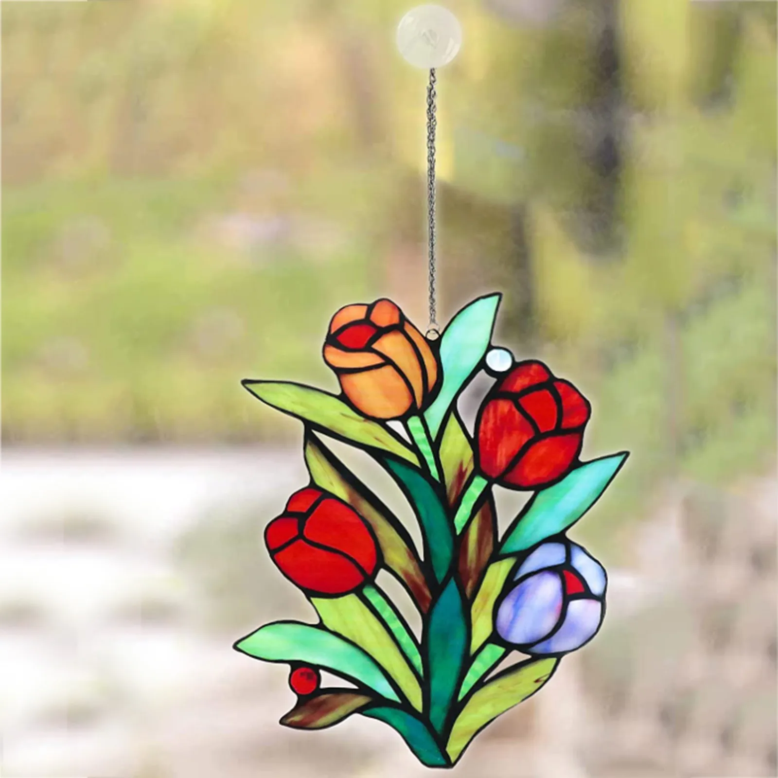 Акриловое плоское оконное подвесное украшение с цветочным рисунком 1 шт. Рождественская гирлянда для почтового ящика Изображение 4