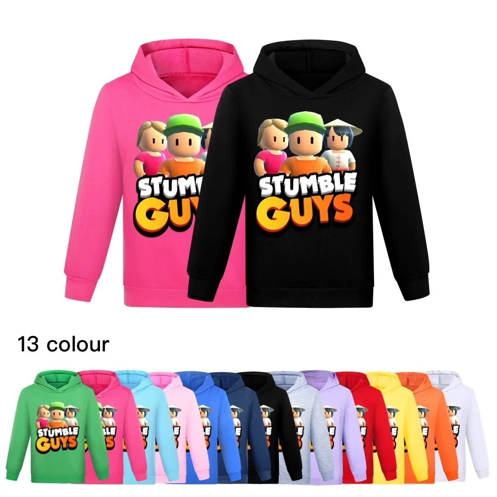 Аниме Stumble Guys Толстовки с 3D принтом, толстовка, детский повседневный пуловер, мультяшная уличная одежда, осенние топы для мальчиков и девочек, верхняя одежда Изображение 0
