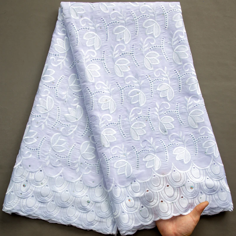 Африканская вышитая хлопчатобумажная кружевная ткань Нигерийская кружевная ткань 2023 Элегантное Свадебное платье для женщин из швейцарской вуали В Switerland A3472 Изображение 2