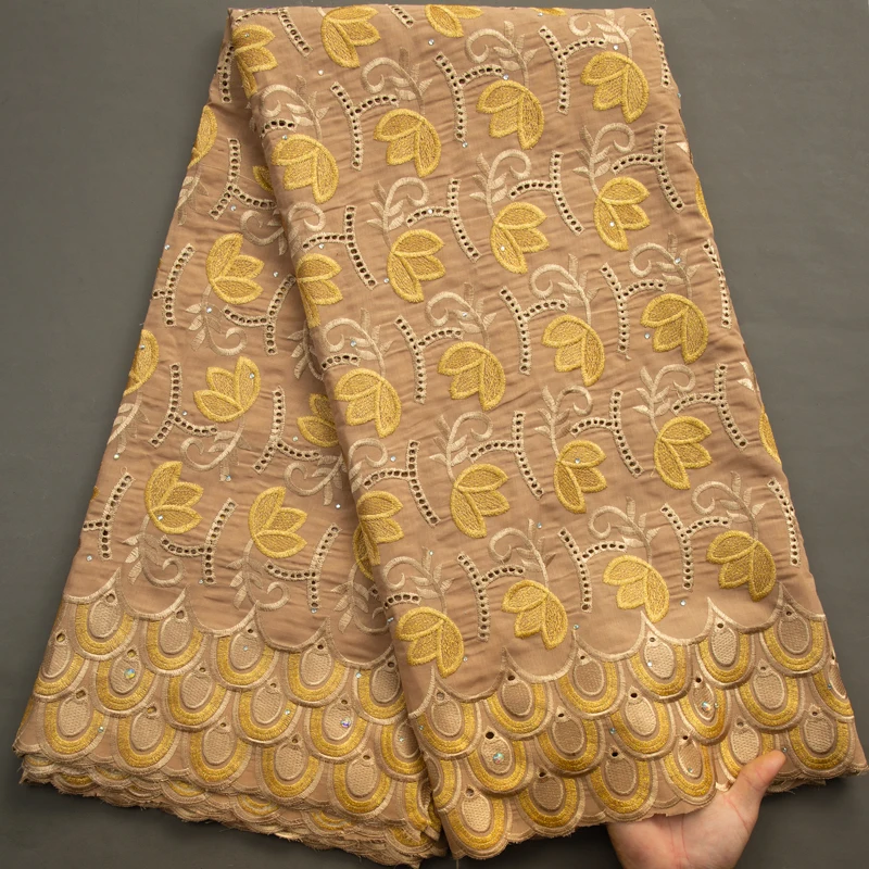 Африканская вышитая хлопчатобумажная кружевная ткань Нигерийская кружевная ткань 2023 Элегантное Свадебное платье для женщин из швейцарской вуали В Switerland A3472 Изображение 5
