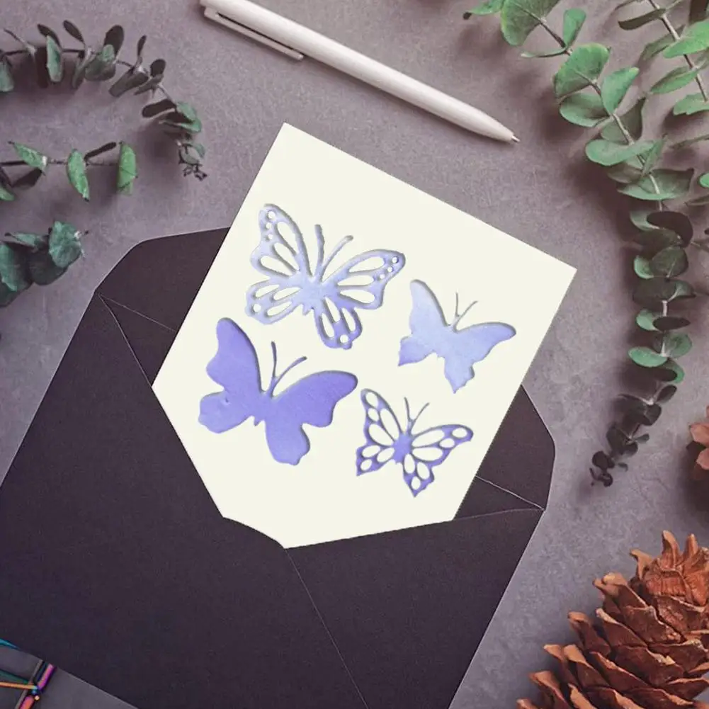 Бабочка Металлические Высечки, Сочетающие 4 Шт Бабочки Для Изготовления Открыток DIY Creative School Blackboard Window Door Украшения Изображение 1