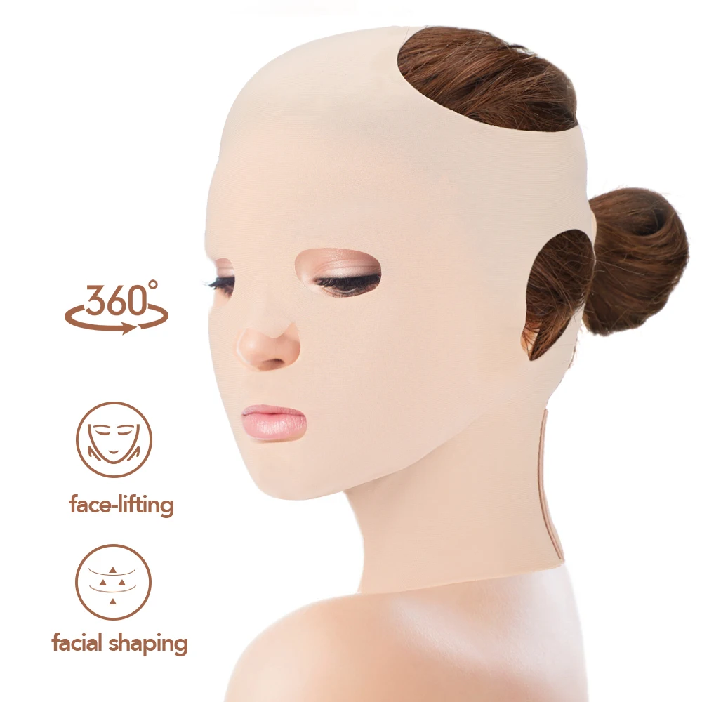 Бандаж для похудения лица, Дышащая V-образная подтяжка щек, уменьшающая двойной подбородок, 3D Многоразовая маска для сна для подтяжки лица Изображение 0