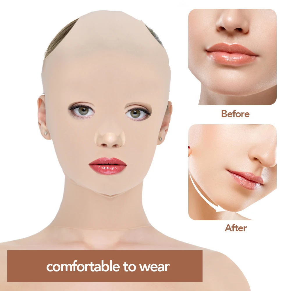 Бандаж для похудения лица, Дышащая V-образная подтяжка щек, уменьшающая двойной подбородок, 3D Многоразовая маска для сна для подтяжки лица Изображение 2