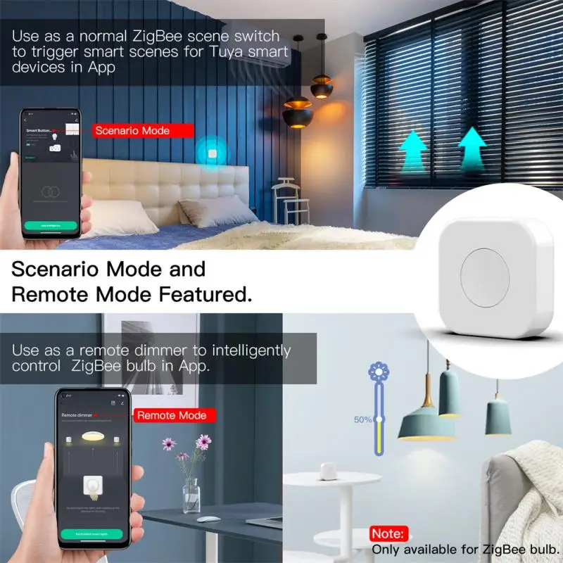 Беспроводной мини-переключатель Tuya Smart Scene Switch Кнопка управления одним ключом умный пульт дистанционного управления домашней автоматизацией Изображение 2