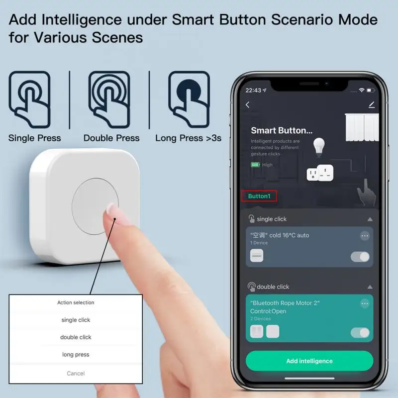 Беспроводной мини-переключатель Tuya Smart Scene Switch Кнопка управления одним ключом умный пульт дистанционного управления домашней автоматизацией Изображение 3