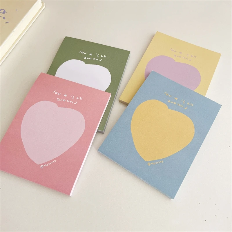 Блокнот Steve Macaron с Корейским сердечком на 50 листов, Неклеящаяся бумага для заметок, Халява Изображение 3