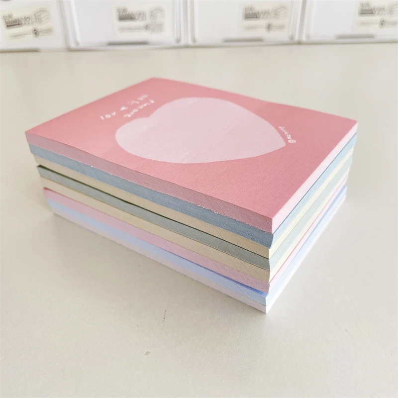 Блокнот Steve Macaron с Корейским сердечком на 50 листов, Неклеящаяся бумага для заметок, Халява Изображение 4