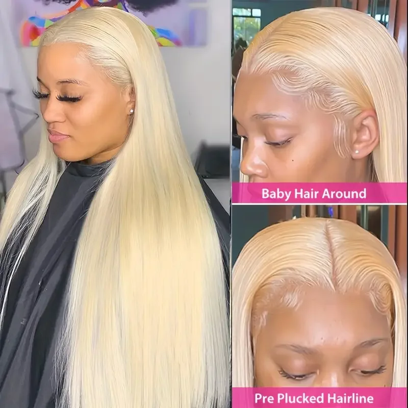 Бразильский парик из человеческих длинных прямых волос медового блондинистого цвета 613 HD Парик из натуральных волос 13x4 без клея для женщин Изображение 2