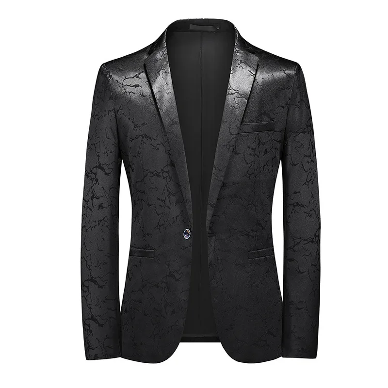 Весенний мужской блейзер 2024 года, Черный пиджак, Мужские пиджаки, Офисная одежда, Клубная сцена, вечеринка, Свадьба, мужская одежда Изображение 2