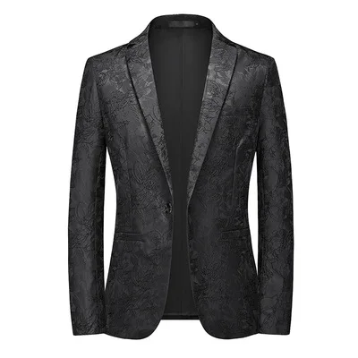 Весенний мужской блейзер 2024 года, Черный пиджак, Мужские пиджаки, Офисная одежда, Клубная сцена, вечеринка, Свадьба, мужская одежда Изображение 3