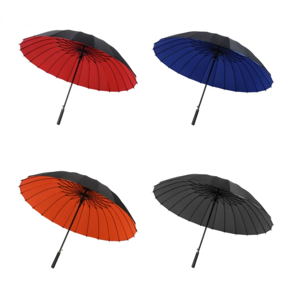 Винтажный Ветрозащитный Длинный зонт, Большой красный Автоматический зонтик Унисекс, Треккинговый зонт, Зонт от дождя Man Sombrilla Изображение 1
