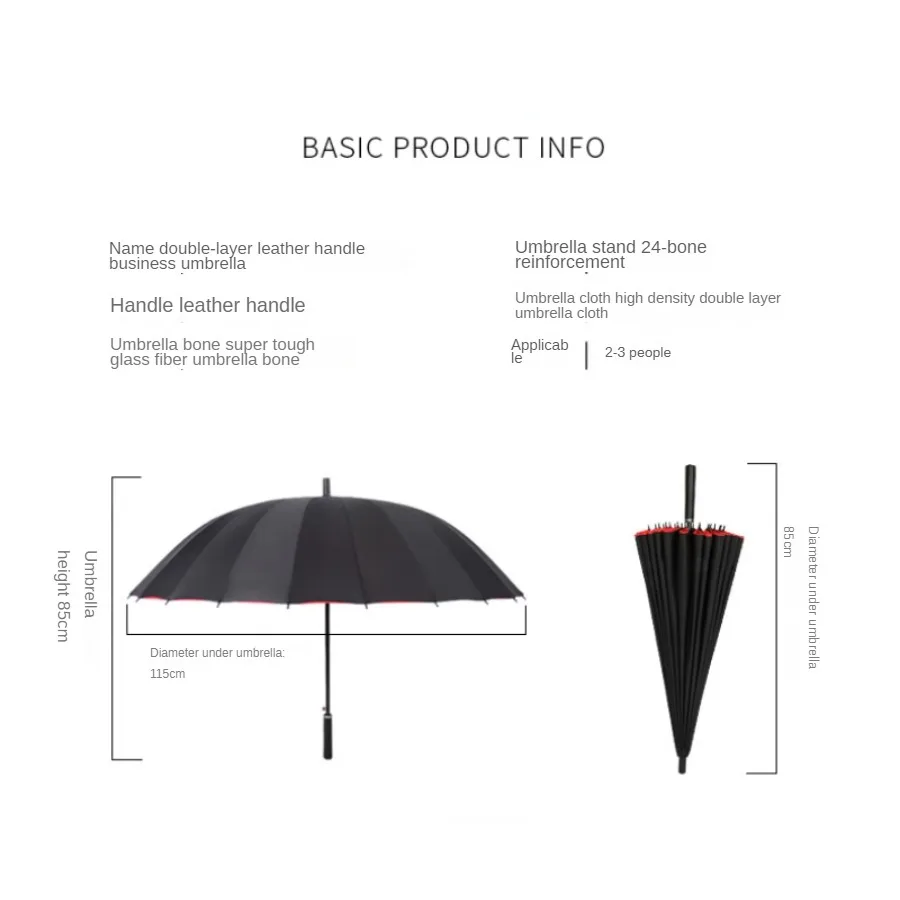 Винтажный Ветрозащитный Длинный зонт, Большой красный Автоматический зонтик Унисекс, Треккинговый зонт, Зонт от дождя Man Sombrilla Изображение 4