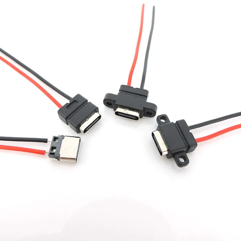 водонепроницаемый USB Type-C 3.1 2-Контактный штекер USB C Розетка Сварочный кабель для зарядки Разъем провода 180 ° 90 ° Для ремонта DIY h Изображение 0