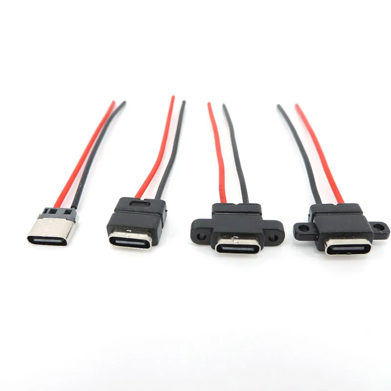 водонепроницаемый USB Type-C 3.1 2-Контактный штекер USB C Розетка Сварочный кабель для зарядки Разъем провода 180 ° 90 ° Для ремонта DIY h Изображение 1