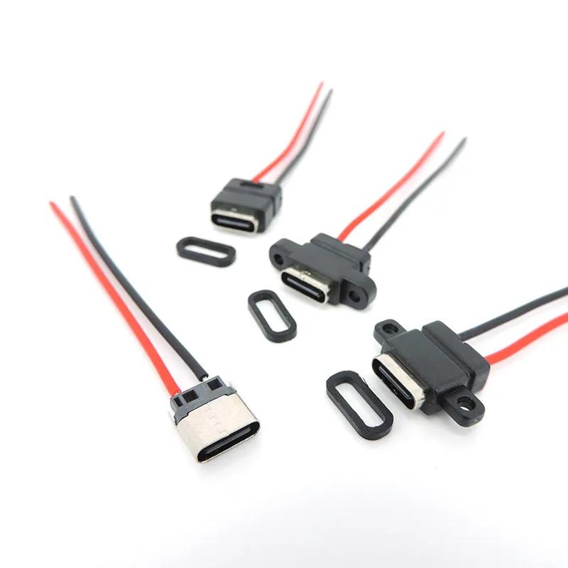 водонепроницаемый USB Type-C 3.1 2-Контактный штекер USB C Розетка Сварочный кабель для зарядки Разъем провода 180 ° 90 ° Для ремонта DIY h Изображение 2