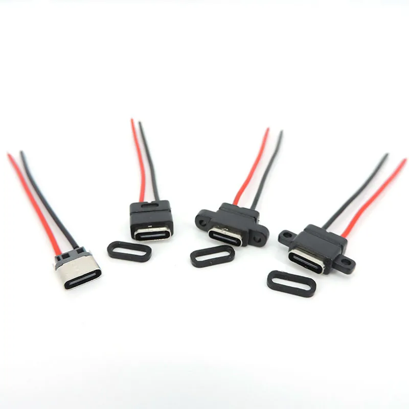 водонепроницаемый USB Type-C 3.1 2-Контактный штекер USB C Розетка Сварочный кабель для зарядки Разъем провода 180 ° 90 ° Для ремонта DIY h Изображение 3