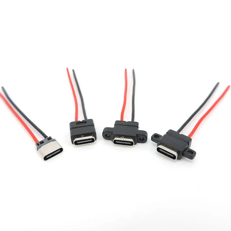 водонепроницаемый USB Type-C 3.1 2-Контактный штекер USB C Розетка Сварочный кабель для зарядки Разъем провода 180 ° 90 ° Для ремонта DIY h Изображение 4