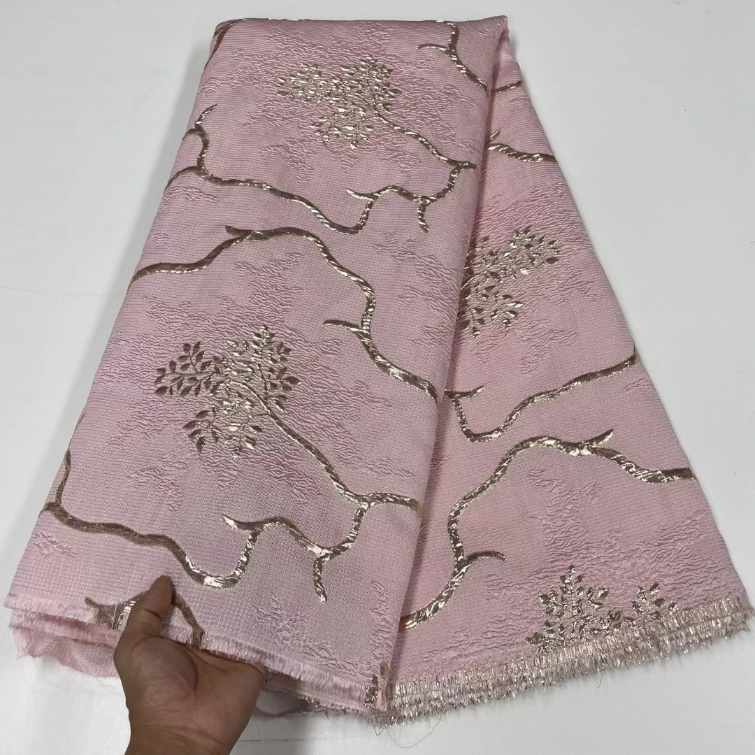Высококачественная Африканская парча, Жаккардовая кружевная ткань, Нигерийский цветочный Дамасский Органза, Тюль, кружевной материал для платья невесты KRC23232 Изображение 2