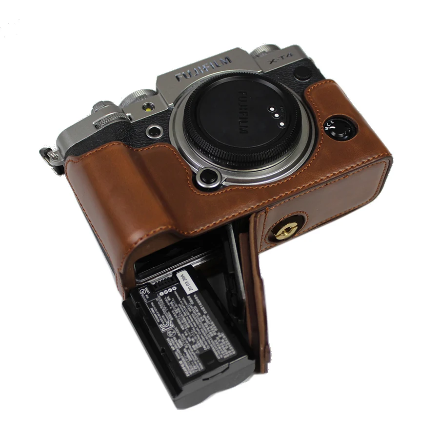 высококачественный Чехол из Искусственной кожи Для камеры Fujifilm fuji X-T4 XT4, Нижняя крышка, Отверстие для аккумулятора с плечевым ремнем Изображение 5