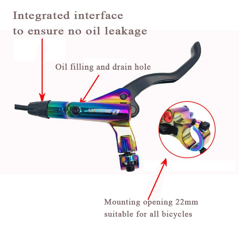 Гидравлический дисковый тормоз для горных велосипедов с гальваническим покрытием, цветной Передний 800 мм/задний 1400 мм, Велосипедный суппорт давления масла HB875 Изображение 5