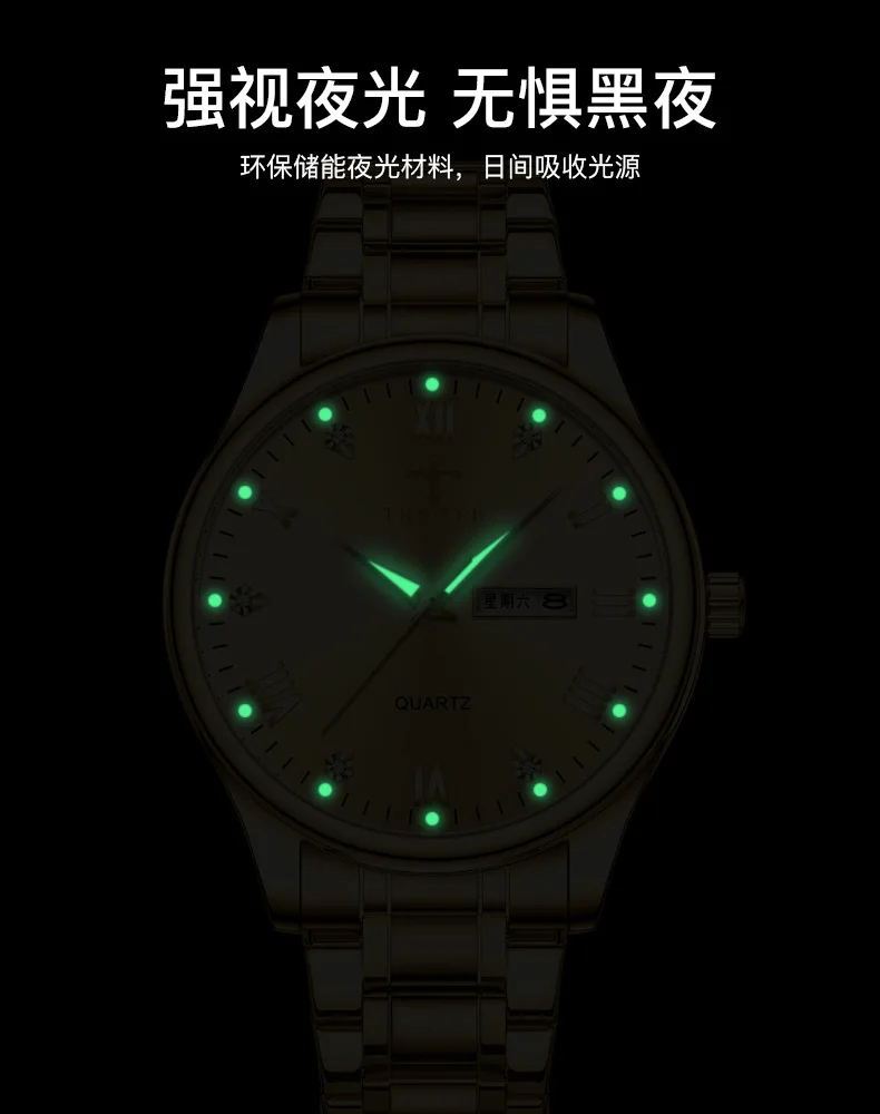 Деловые часы мужской бренд luxuries Стальные водонепроницаемые наручные часы с 3 полосами от часового завода TRSOYE Изображение 4