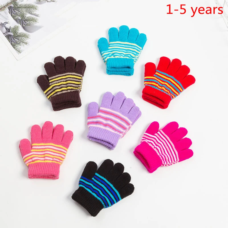 Для детей 1-5 лет Зимние Теплые Утепленные Перчатки Для девочек И мальчиков, Детские Милые Варежки, Имитация Перчаток с полными пальцами Изображение 0