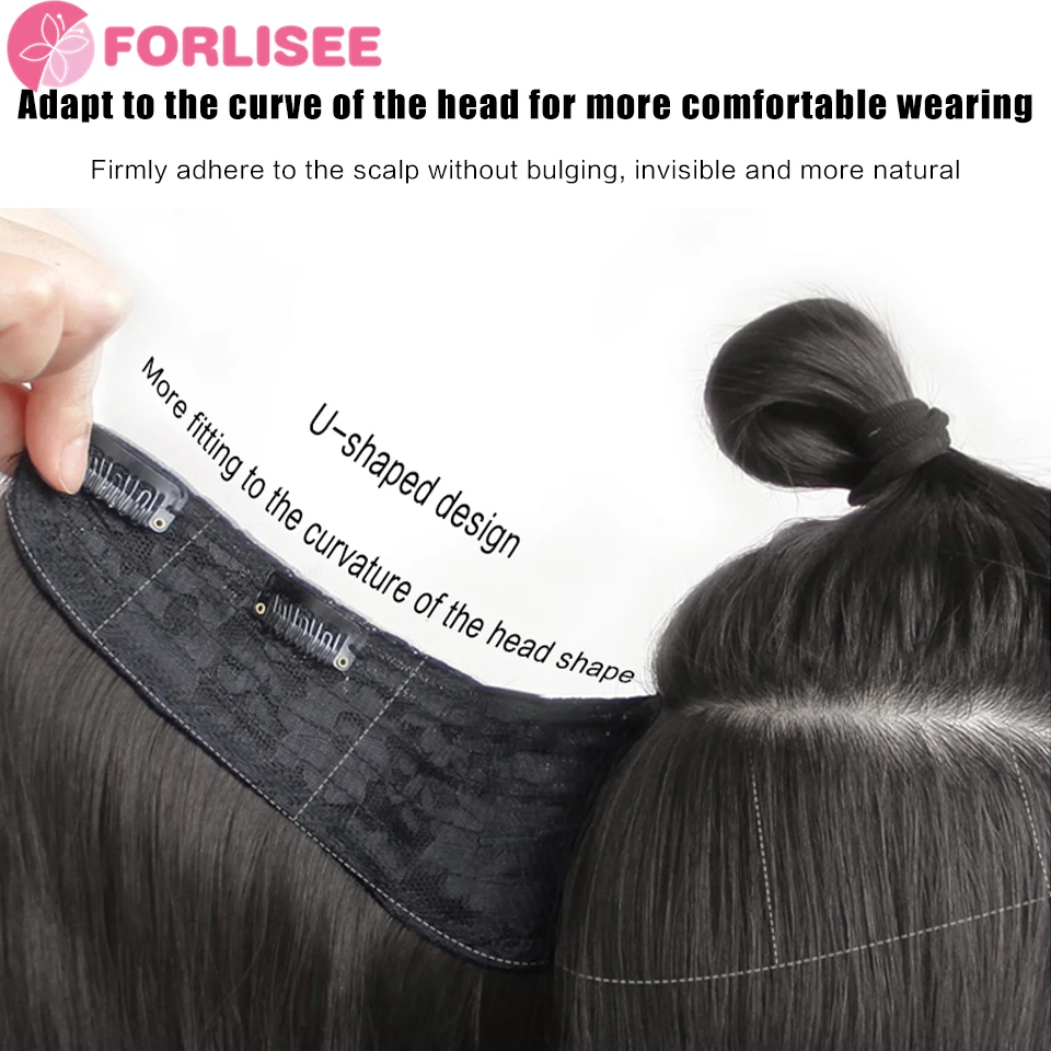 Для парика, женские цельнокроеные волосы, увеличивающие объем, Пушистая имитация, Бесследное U-образное окрашивание, Наращивание длинных вьющихся волос Изображение 4