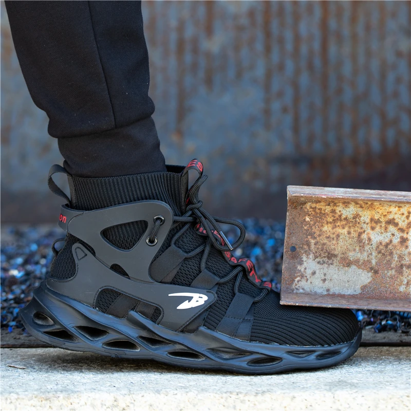 Дышащая мужская Рабочая Защитная обувь Защитные Рабочие ботинки со стальным носком Строительная Обувь Неразрушаемые Кроссовки Мужская Обувь Обувь Изображение 4