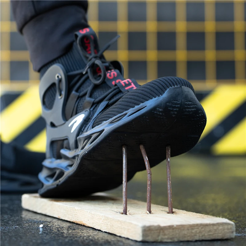 Дышащая мужская Рабочая Защитная обувь Защитные Рабочие ботинки со стальным носком Строительная Обувь Неразрушаемые Кроссовки Мужская Обувь Обувь Изображение 5
