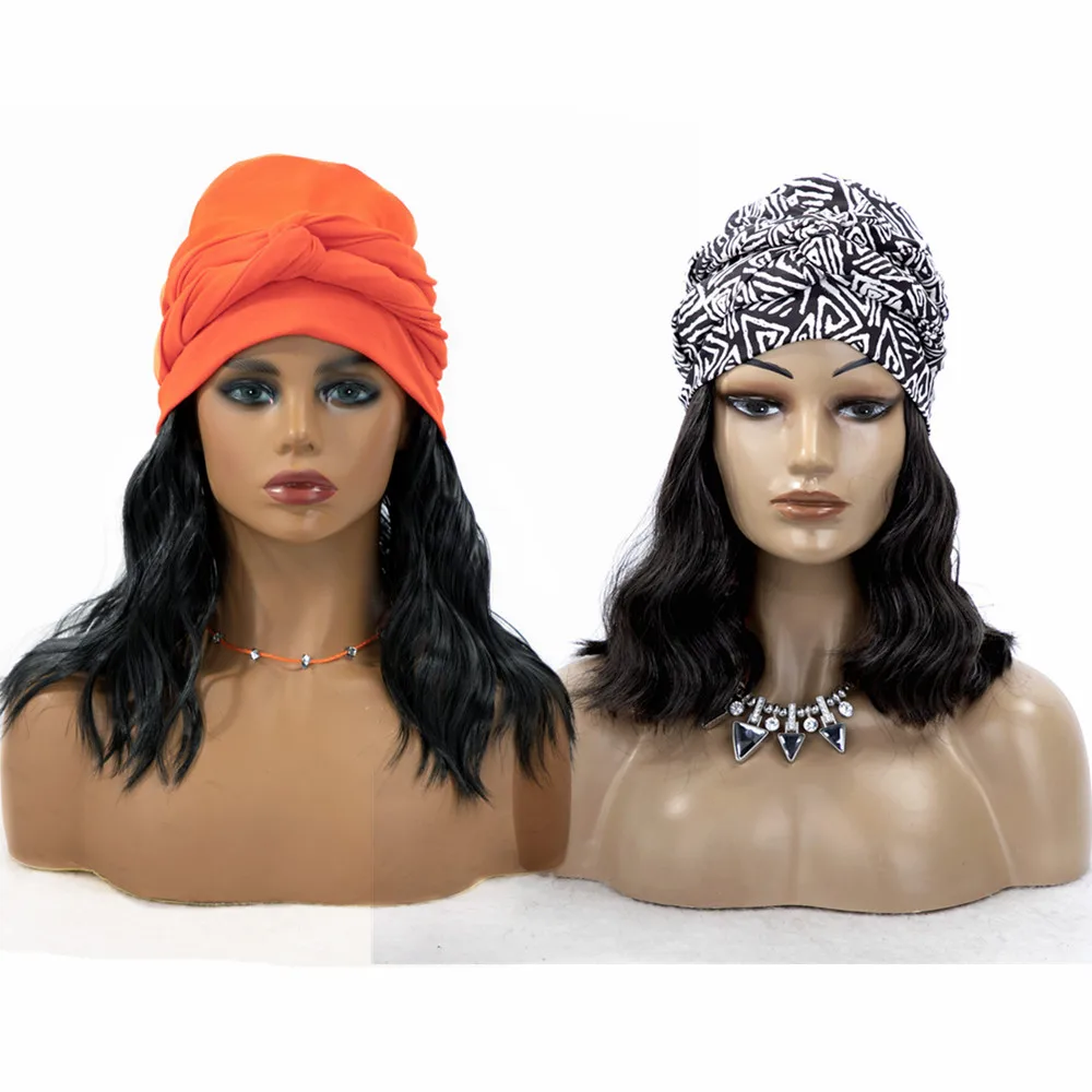 Европейский и американский шарф для волос, повязка на голову, парик, натуральный черный с челкой, женский красивый и теплый головной убор для ежедневного использования. Изображение 0