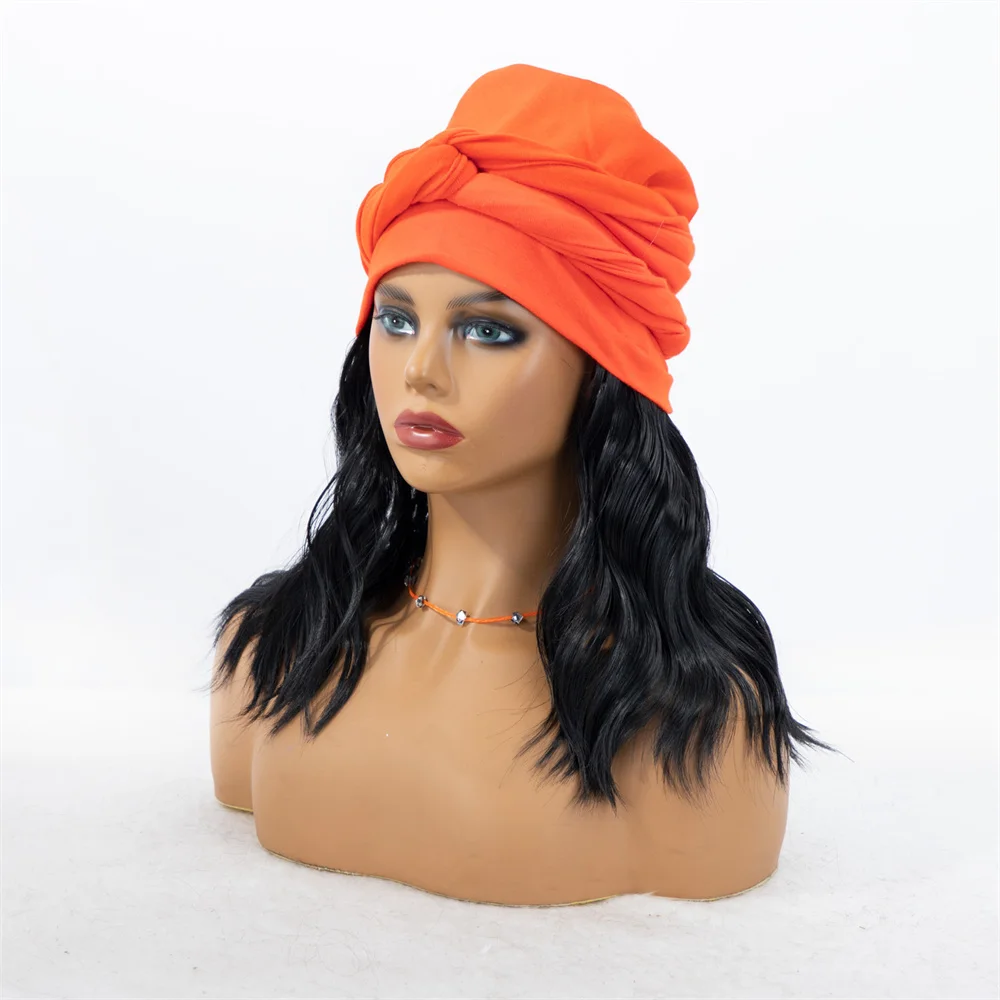 Европейский и американский шарф для волос, повязка на голову, парик, натуральный черный с челкой, женский красивый и теплый головной убор для ежедневного использования. Изображение 1