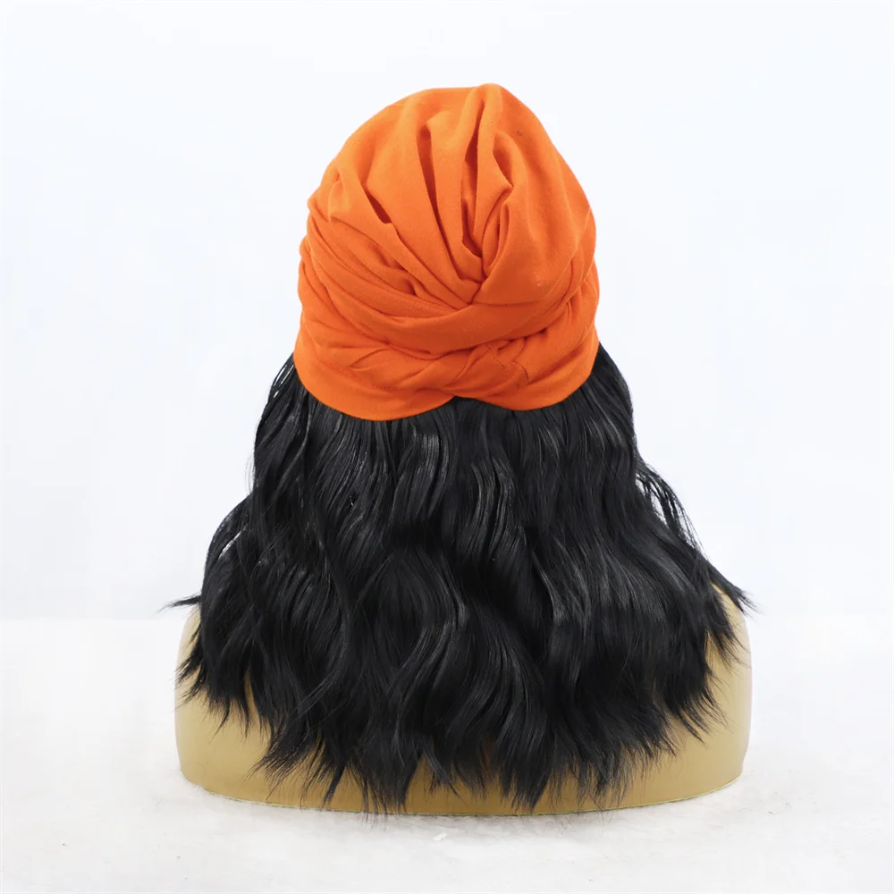 Европейский и американский шарф для волос, повязка на голову, парик, натуральный черный с челкой, женский красивый и теплый головной убор для ежедневного использования. Изображение 2