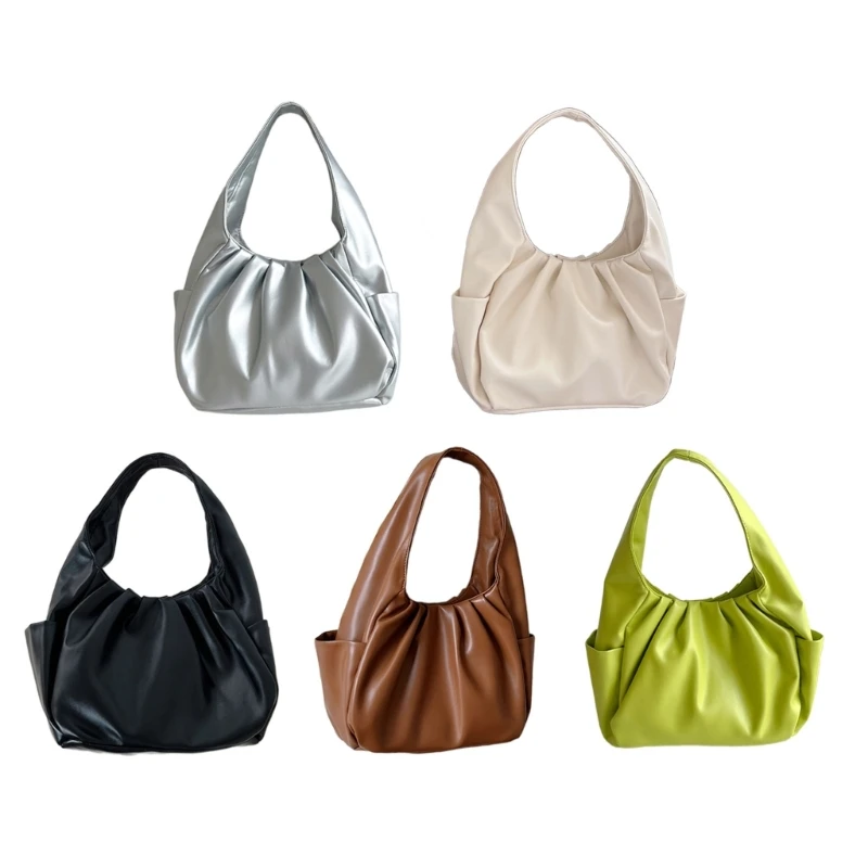 Женская сумка через плечо из мягкой искусственной кожи PU, вместительная сумка, складки в корейском стиле, плиссированная сумка-тоут, сумки для подмышек, сумки для подмышек Изображение 0