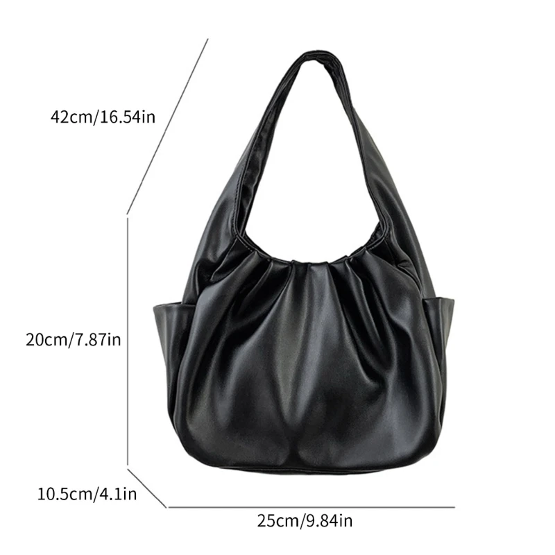 Женская сумка через плечо из мягкой искусственной кожи PU, вместительная сумка, складки в корейском стиле, плиссированная сумка-тоут, сумки для подмышек, сумки для подмышек Изображение 5