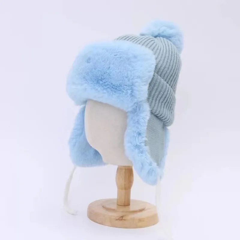Женская шерстяная шапка с защитой ушей, зимняя утолщенная морозостойкая плюшевая теплая зимняя шапка, лыжная шапка Изображение 5