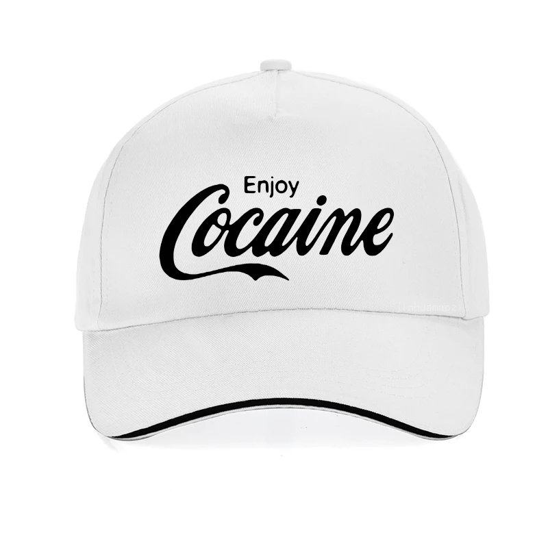 забавная мужская кепка Enjoy Cocaine, Модная женская новая летняя солнцезащитная шляпа, повседневные бейсболки унисекс для рыбалки и охоты на открытом воздухе Изображение 3