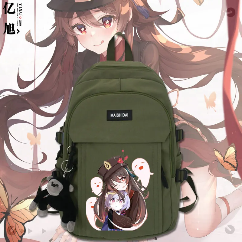 Игра Genshin Impact Keqing Hutao, школьная сумка для мужчин и женщин, студенческий мультфильм, Аниме, повседневный рюкзак Большой емкости, сумка-мессенджер, Подарки Изображение 3
