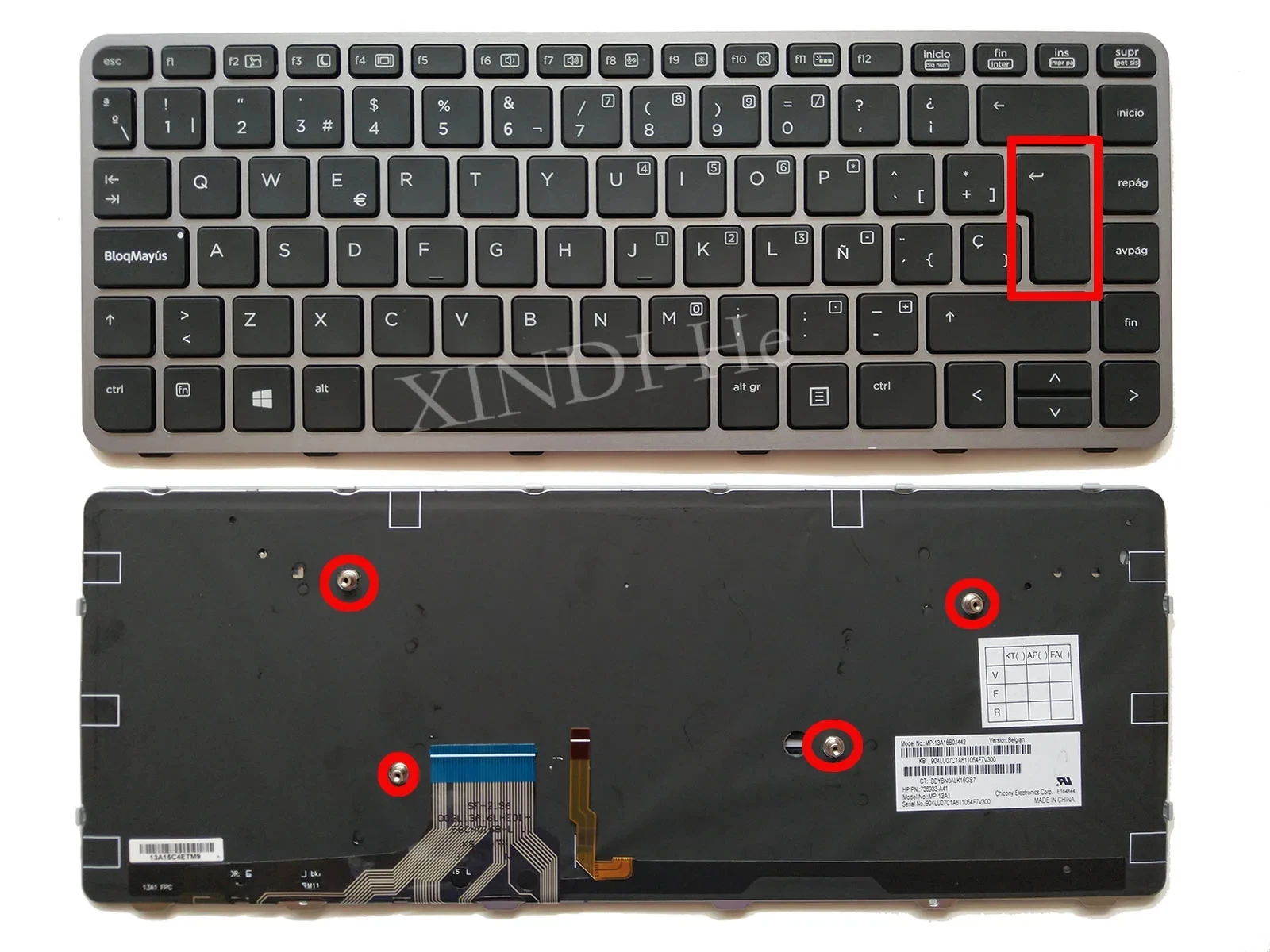Испанская Клавиатура для Ноутбука С подсветкой HP EliteBook Folio 1040 G1 1040 G2 739563-001 739563001 MP-13A1 SP LAYOUT Черный Изображение 0