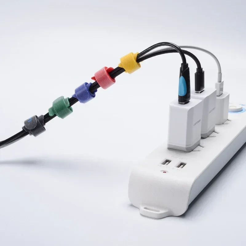 Кабельный органайзер шириной 5 м /рулон 12 мм, устройство для намотки USB-кабеля, нейлоновые стяжки свободного кроя, Мышь, Шнур для наушников, кабельные стяжки Изображение 2