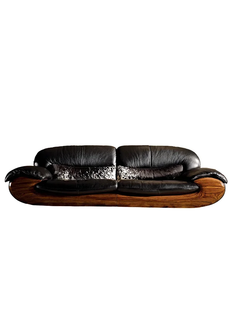 Кожаный диван серии Master style из эбенового дерева, оригинальная эстетика, роскошный зал K1 Изображение 4