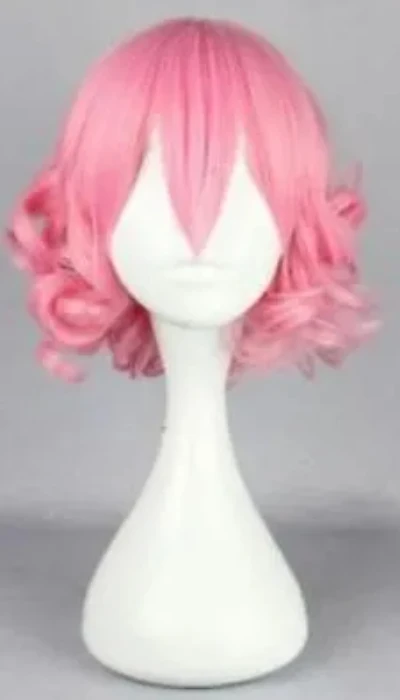 Короткие Розовые Волнистые волосы в стиле Харадзюку, парики для вечеринки в стиле аниме для косплея Изображение 1