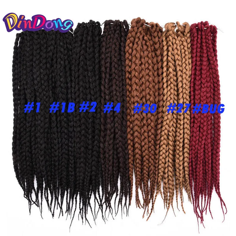 Косички DinDong Crotchet из синтетических волос 12-18 22 дюймов светлокоричневого бордового цвета для чернокожих женщин Изображение 1