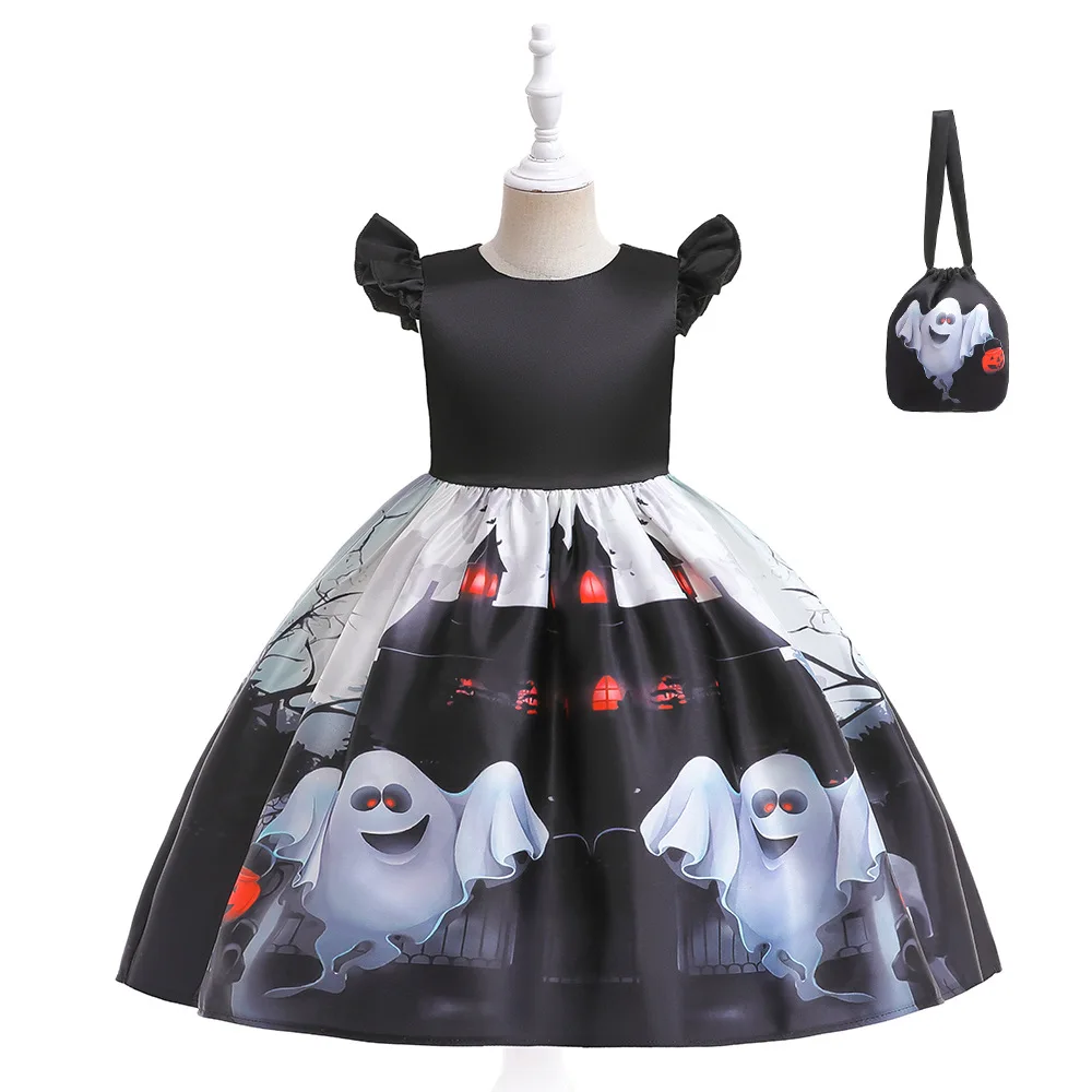 Косплей-костюм на Хэллоуин для девочек, платье принцессы с тыквой-ведьмой для праздничной вечеринки Изображение 3