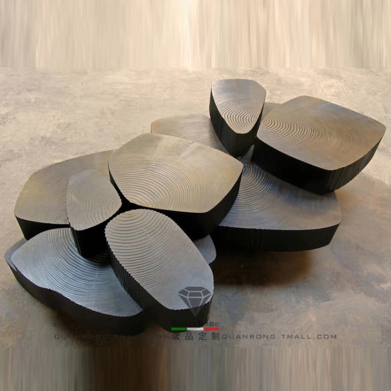 Креативный однотонный Комбинированный чайный столик в форме годового кольца из дерева, Дизайнерская модель, Бесшумный Чайный столик ручной работы на заказ Изображение 0