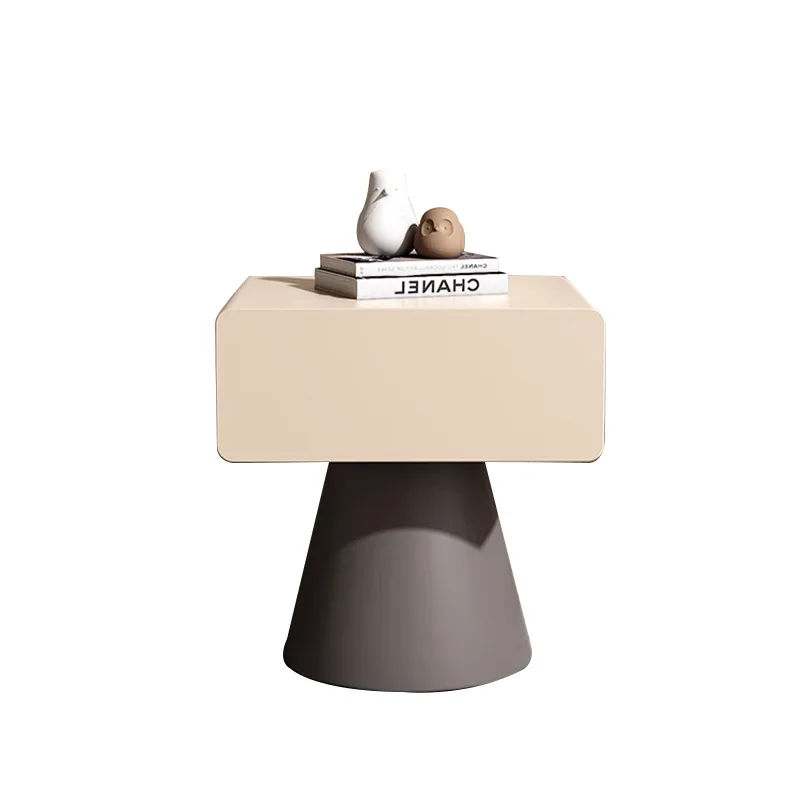 Креативный прикроватный столик в кремовом стиле маленькая спальня минималистичный дизайнерский современный край стола чистая красная краска для выпечки маленький шкафчик Изображение 4
