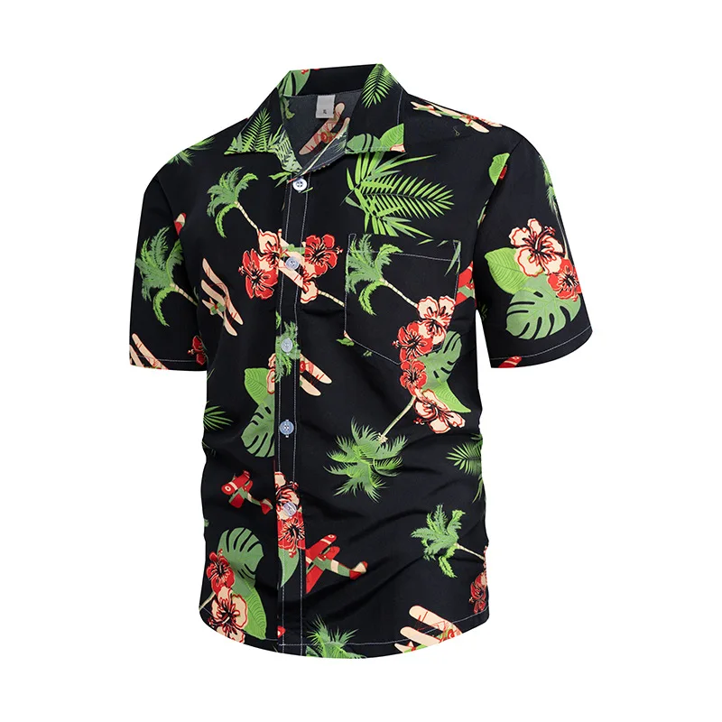 Летние модные мужские гавайские рубашки С коротким рукавом, однобортная повседневная пляжная рубашка с принтом кокосовой пальмы и банана, Плюс размер 5XL Изображение 4