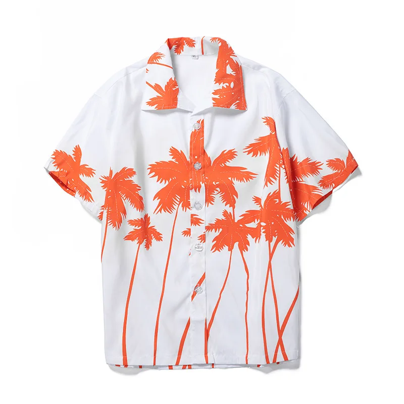 Летние модные мужские гавайские рубашки С коротким рукавом, однобортная повседневная пляжная рубашка с принтом кокосовой пальмы и банана, Плюс размер 5XL Изображение 5