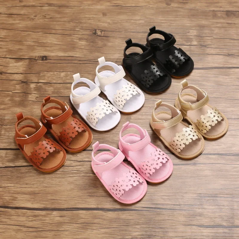 Летние сандалии для новорожденных девочек, обувь для малышей, нескользящие первые ходунки, Дышащие туфли принцессы Изображение 1